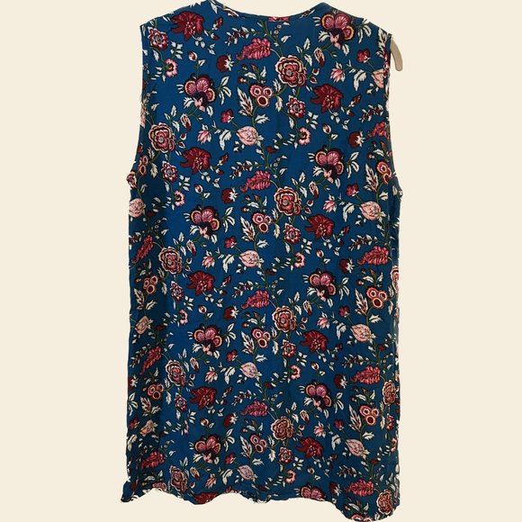 Milk It Vintage Blue Floral Fabric Shift Dress with tear drop cutout sz M - Picture 3 of 5